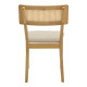 Καρέκλα Raffles rubberwood με pe rattan και γκρι μπεζ ύφασμα 47x48x83.5εκ - 2τμχ. **