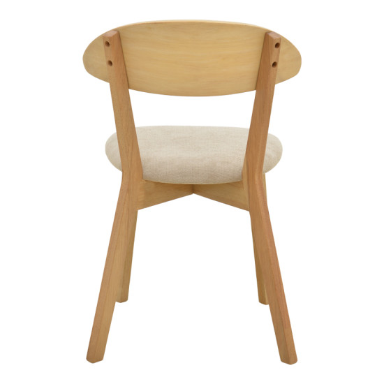Καρέκλα Canon rubberwood σε φυσική απόχρωση με γκρι μπεζ ύφασμα 43x52x83,5εκ - 2τμχ. **