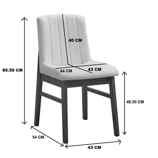 Καρέκλα Dalby εκρού ύφασμα καρυδί rubberwood 50x45x85,5εκ - 2τμχ. **