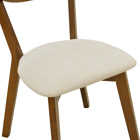 Καρέκλα Canon καρυδί rubberwood εκρού ύφασμα 43x52x83,5εκ - 2τμχ. **