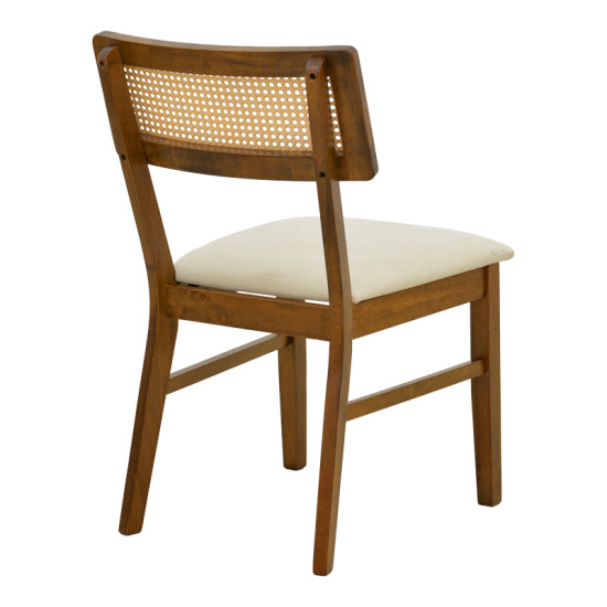 Καρέκλα Raffles καρυδί rubberwood με pe rattan και εκρού ύφασμα 47x48x83.5εκ - 2τμχ. **