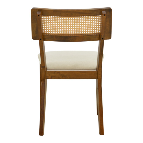Καρέκλα Raffles καρυδί rubberwood με pe rattan και εκρού ύφασμα 47x48x83.5εκ - 2τμχ. **