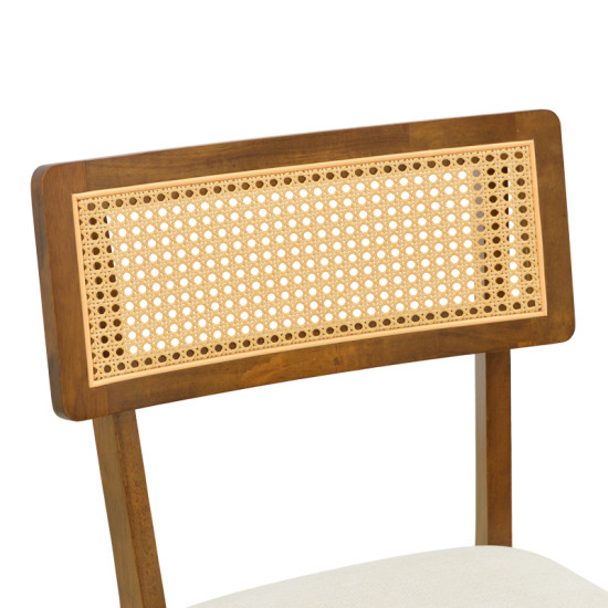Καρέκλα Raffles καρυδί rubberwood με pe rattan και εκρού ύφασμα 47x48x83.5εκ - 2τμχ. **