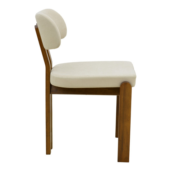 Καρέκλα Genoa καρυδί rubberwood και εκρού ύφασμα 50x43x82εκ - 2τμχ. **