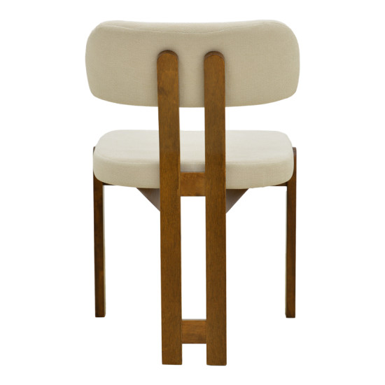 Καρέκλα Genoa καρυδί rubberwood και εκρού ύφασμα 50x43x82εκ - 2τμχ. **