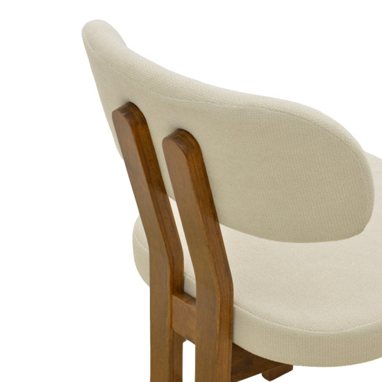 Καρέκλα Genoa καρυδί rubberwood και εκρού ύφασμα 50x43x82εκ - 2τμχ. **