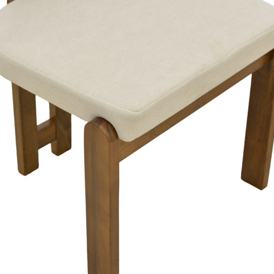 Καρέκλα Genoa καρυδί rubberwood και εκρού ύφασμα 50x43x82εκ - 2τμχ. **