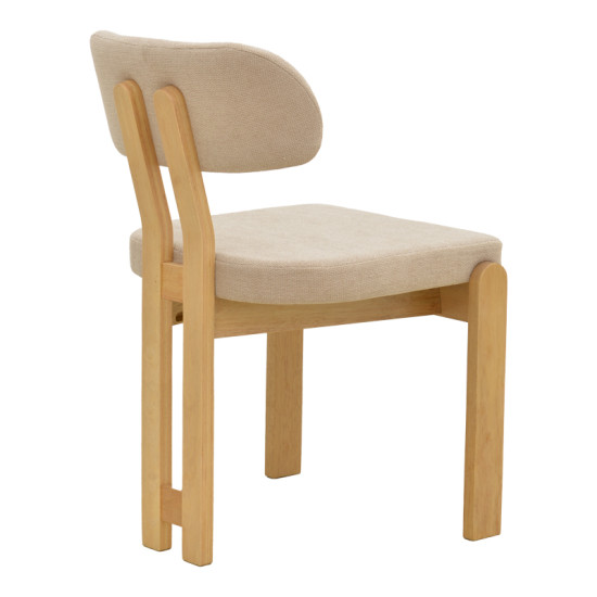 Καρέκλα Genoa sonoma rubberwood και μπεζ ύφασμα 50x43x82εκ - 2τμχ. **