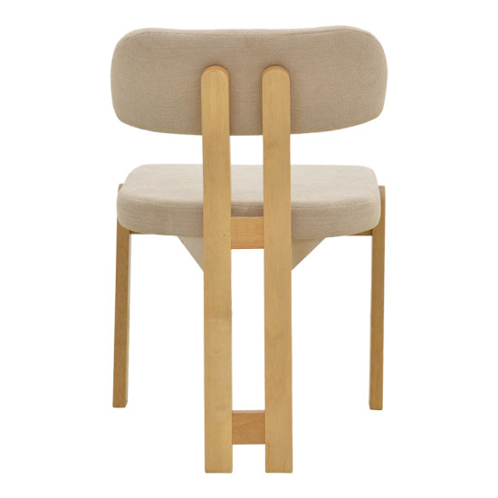 Καρέκλα Genoa sonoma rubberwood και μπεζ ύφασμα 50x43x82εκ - 2τμχ. **