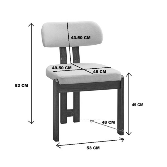 Καρέκλα Genoa sonoma rubberwood και μπεζ ύφασμα 50x43x82εκ - 2τμχ. **