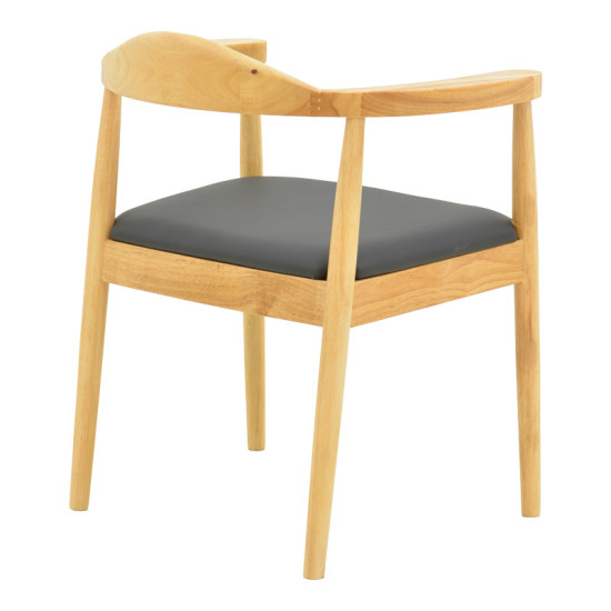 Πολυθρόνα Joube rubberwood σε φυσική απόχρωση με μαύρο pu μαξιλάρι 59x48x73εκ - 2τμχ. ** Πολυθρόνα Joube rubberwood σε φυσική απόχρωση με μαύρο pu μαξιλάρι 59x48x73εκ - 2τμχ. **