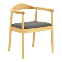 Πολυθρόνα Joube rubberwood σε φυσική απόχρωση με μαύρο pu μαξιλάρι 59x48x73εκ - 2τμχ. **