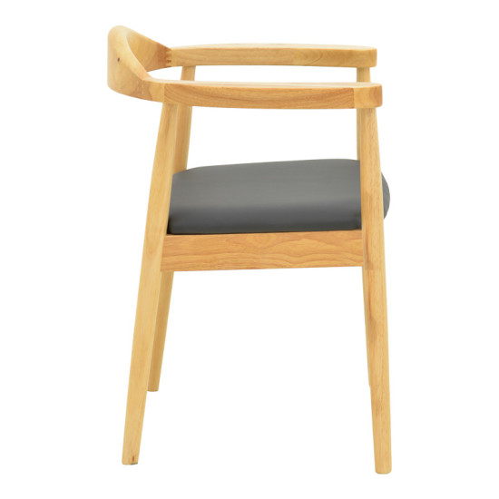 Πολυθρόνα Joube rubberwood σε φυσική απόχρωση με μαύρο pu μαξιλάρι 59x48x73εκ - 2τμχ. ** Πολυθρόνα Joube rubberwood σε φυσική απόχρωση με μαύρο pu μαξιλάρι 59x48x73εκ - 2τμχ. **