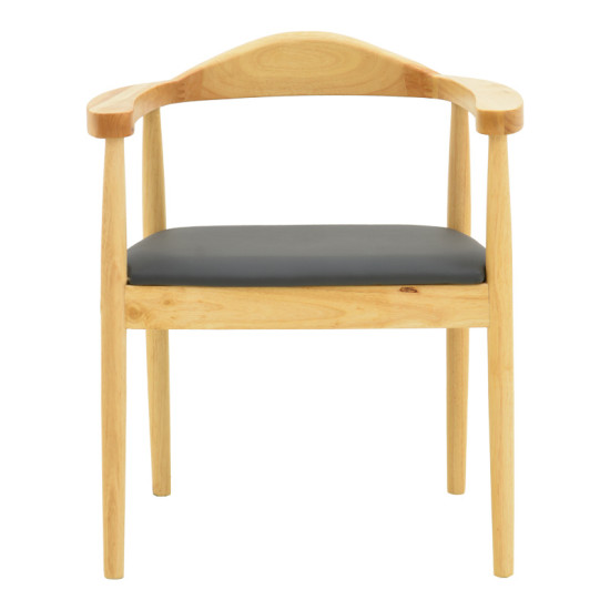 Πολυθρόνα Joube rubberwood σε φυσική απόχρωση με μαύρο pu μαξιλάρι 59x48x73εκ - 2τμχ. ** Πολυθρόνα Joube rubberwood σε φυσική απόχρωση με μαύρο pu μαξιλάρι 59x48x73εκ - 2τμχ. **