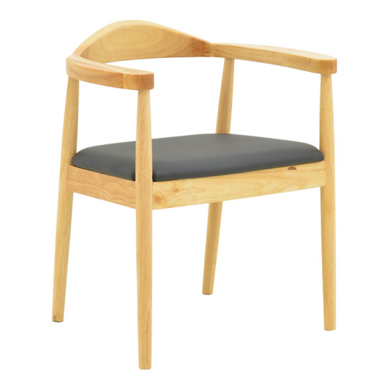 Πολυθρόνα Joube rubberwood σε φυσική απόχρωση με μαύρο pu μαξιλάρι 59x48x73εκ - 2τμχ. ** Πολυθρόνα Joube rubberwood σε φυσική απόχρωση με μαύρο pu μαξιλάρι 59x48x73εκ - 2τμχ. **