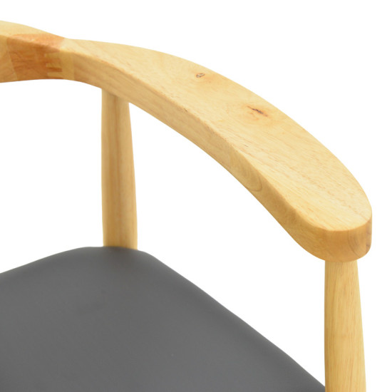 Πολυθρόνα Joube rubberwood σε φυσική απόχρωση με μαύρο pu μαξιλάρι 59x48x73εκ - 2τμχ. ** Πολυθρόνα Joube rubberwood σε φυσική απόχρωση με μαύρο pu μαξιλάρι 59x48x73εκ - 2τμχ. **