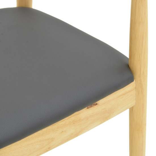 Πολυθρόνα Joube rubberwood σε φυσική απόχρωση με μαύρο pu μαξιλάρι 59x48x73εκ - 2τμχ. ** Πολυθρόνα Joube rubberwood σε φυσική απόχρωση με μαύρο pu μαξιλάρι 59x48x73εκ - 2τμχ. **