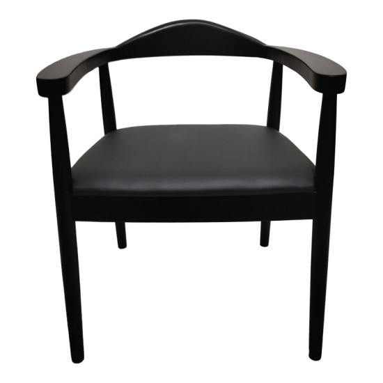 Πολυθρόνα Joube rubberwood σε μαύρη απόχρωση με μαύρο pu μαξιλάρι 59x48x73εκ - 2τμχ. ** Πολυθρόνα Joube rubberwood σε μαύρη απόχρωση με μαύρο pu μαξιλάρι 59x48x73εκ - 2τμχ. **