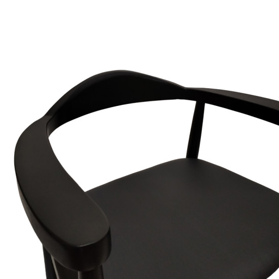 Πολυθρόνα Joube rubberwood σε μαύρη απόχρωση με μαύρο pu μαξιλάρι 59x48x73εκ - 2τμχ. ** Πολυθρόνα Joube rubberwood σε μαύρη απόχρωση με μαύρο pu μαξιλάρι 59x48x73εκ - 2τμχ. **