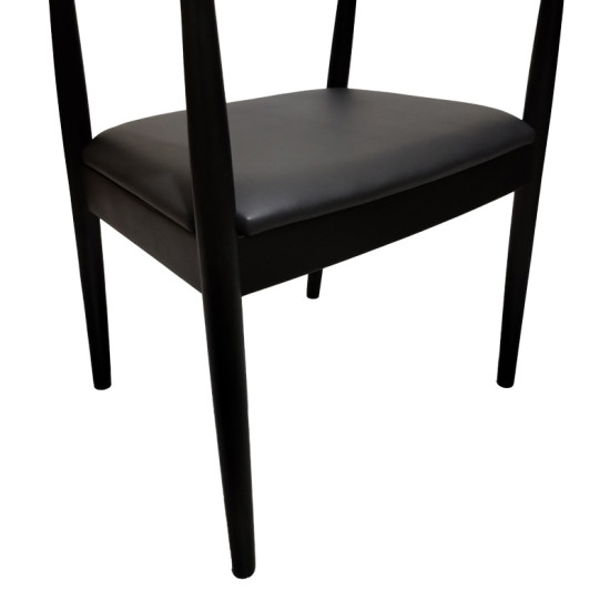 Πολυθρόνα Joube rubberwood σε μαύρη απόχρωση με μαύρο pu μαξιλάρι 59x48x73εκ - 2τμχ. ** Πολυθρόνα Joube rubberwood σε μαύρη απόχρωση με μαύρο pu μαξιλάρι 59x48x73εκ - 2τμχ. **