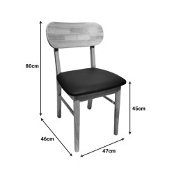 Καρέκλα Bedona rubberwood σε φυσική απόχρωση με μαύρο pu μαξιλάρι 47x46x80εκ - 2τμχ. ** Καρέκλα Bedona rubberwood σε φυσική απόχρωση με μαύρο pu μαξιλάρι 47x46x80εκ - 2τμχ. **