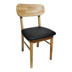 Καρέκλα Bedona rubberwood σε φυσική απόχρωση με μαύρο pu μαξιλάρι 47x46x80εκ - 2τμχ. ** Καρέκλα Bedona rubberwood σε φυσική απόχρωση με μαύρο pu μαξιλάρι 47x46x80εκ - 2τμχ. **