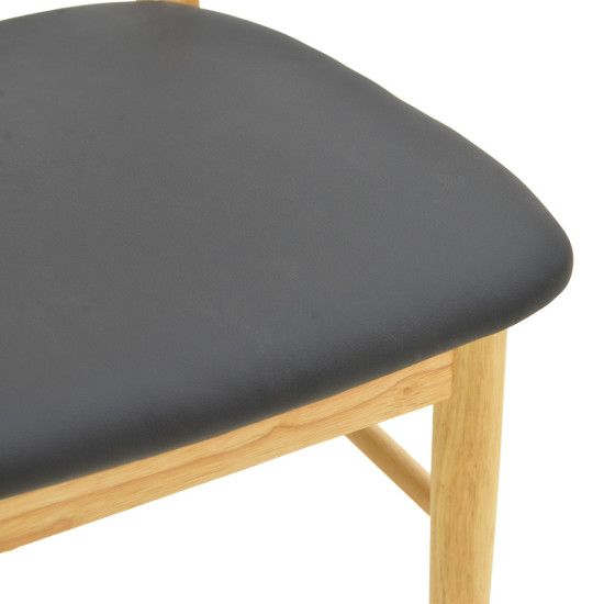 Καρέκλα Bedona rubberwood σε φυσική απόχρωση με μαύρο pu μαξιλάρι 47x46x80εκ - 2τμχ. ** Καρέκλα Bedona rubberwood σε φυσική απόχρωση με μαύρο pu μαξιλάρι 47x46x80εκ - 2τμχ. **