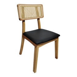 Καρέκλα Renna ξύλο οξιάς σε φυσική απόχρωση με μαύρο pu μαξιλάρι 48x52x79εκ - 2τμχ. ** Καρέκλα Renna ξύλο οξιάς σε φυσική απόχρωση με μαύρο pu μαξιλάρι 48x52x79εκ - 2τμχ. **