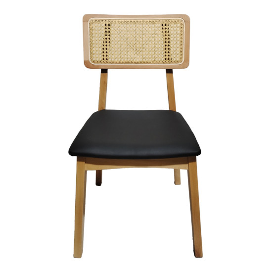 Καρέκλα Renna ξύλο οξιάς σε φυσική απόχρωση με μαύρο pu μαξιλάρι 48x52x79εκ - 2τμχ. ** Καρέκλα Renna ξύλο οξιάς σε φυσική απόχρωση με μαύρο pu μαξιλάρι 48x52x79εκ - 2τμχ. **