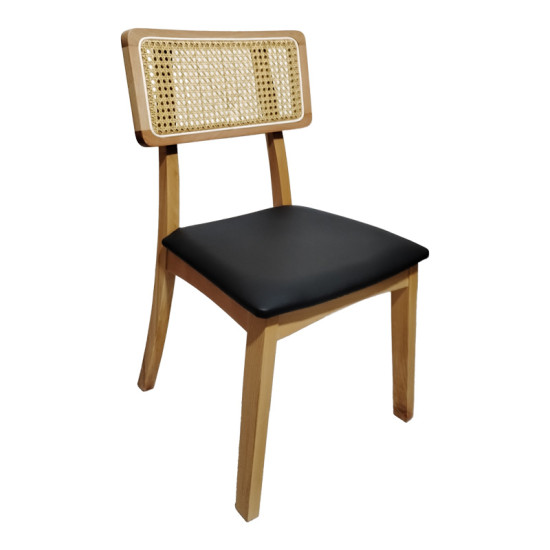Καρέκλα Renna ξύλο οξιάς σε φυσική απόχρωση με μαύρο pu μαξιλάρι 48x52x79εκ - 2τμχ. ** Καρέκλα Renna ξύλο οξιάς σε φυσική απόχρωση με μαύρο pu μαξιλάρι 48x52x79εκ - 2τμχ. **