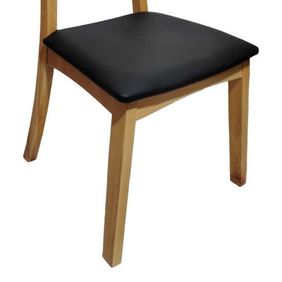Καρέκλα Renna ξύλο οξιάς σε φυσική απόχρωση με μαύρο pu μαξιλάρι 48x52x79εκ - 2τμχ. ** Καρέκλα Renna ξύλο οξιάς σε φυσική απόχρωση με μαύρο pu μαξιλάρι 48x52x79εκ - 2τμχ. **