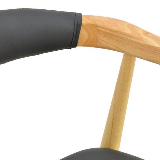 Πολυθρόνα Sandi rubberwood σε φυσική απόχρωση με μαύρο pu μαξιλάρι 50x60x80εκ - 2τμχ. ** Πολυθρόνα Sandi rubberwood σε φυσική απόχρωση με μαύρο pu μαξιλάρι 50x60x80εκ - 2τμχ. **