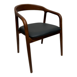 Πολυθρόνα Hogie rubberwood καρυδί- μαύρο pu μαξιλάρι 61x60x76εκ - 2τμχ. **