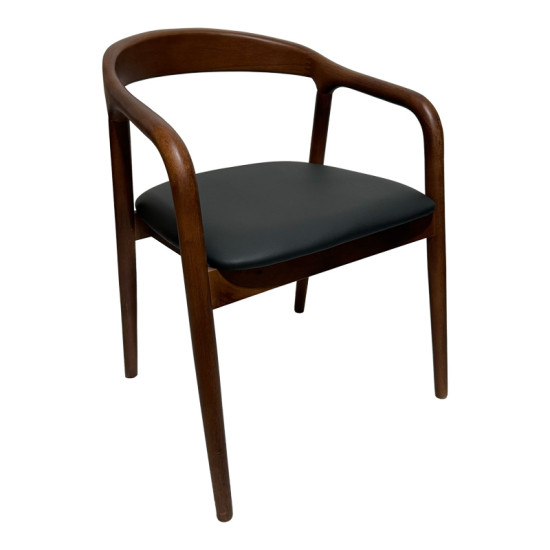 Πολυθρόνα Hogie rubberwood καρυδί- μαύρο pu μαξιλάρι 61x60x76εκ - 2τμχ. ** Πολυθρόνα Hogie rubberwood καρυδί- μαύρο pu μαξιλάρι 61x60x76εκ - 2τμχ. **