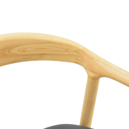 Πολυθρόνα Hogie rubberwood σε φυσική απόχρωση με μαύρο pu μαξιλάρι 61x60x76εκ - 2τμχ. ** Πολυθρόνα Hogie rubberwood σε φυσική απόχρωση με μαύρο pu μαξιλάρι 61x60x76εκ - 2τμχ. **