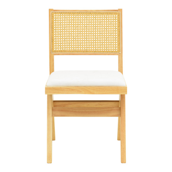 Καρέκλα Winslow rubberwood σε φυσική απόχρωση-ύφασμα λευκό 46x58x80εκ **