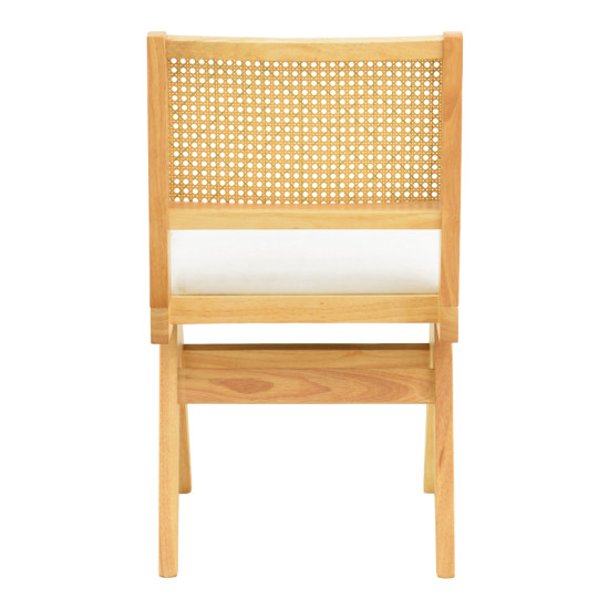 Καρέκλα Winslow rubberwood σε φυσική απόχρωση-ύφασμα λευκό 46x58x80εκ **