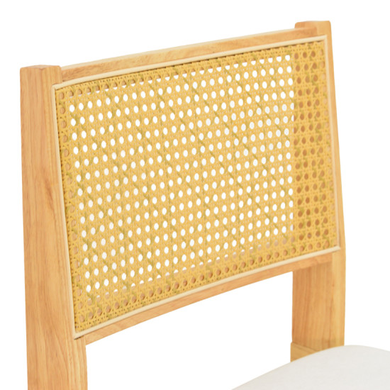 Καρέκλα Winslow rubberwood σε φυσική απόχρωση-ύφασμα λευκό 46x58x80εκ **