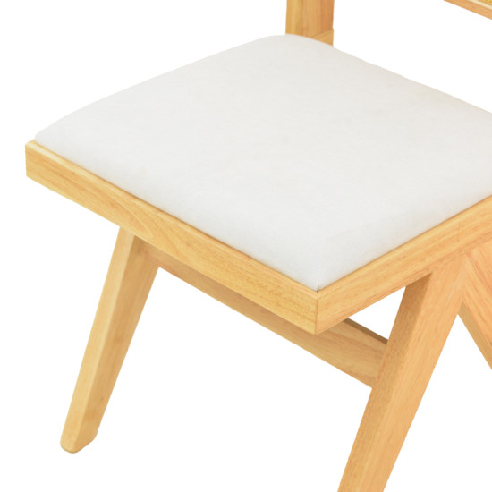 Καρέκλα Winslow rubberwood σε φυσική απόχρωση-ύφασμα λευκό 46x58x80εκ **