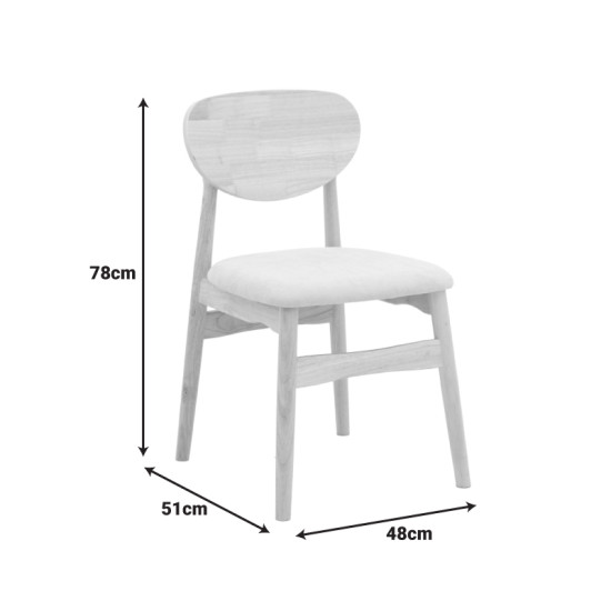 Καρέκλα Cardith rubberwood-plywood σε φυσική απόχρωση-ύφασμα γκρι-μπεζ 48x51x78εκ **