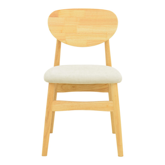 Καρέκλα Cardith rubberwood-plywood σε φυσική απόχρωση-ύφασμα γκρι-μπεζ 48x51x78εκ **