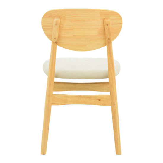 Καρέκλα Cardith rubberwood-plywood σε φυσική απόχρωση-ύφασμα γκρι-μπεζ 48x51x78εκ **