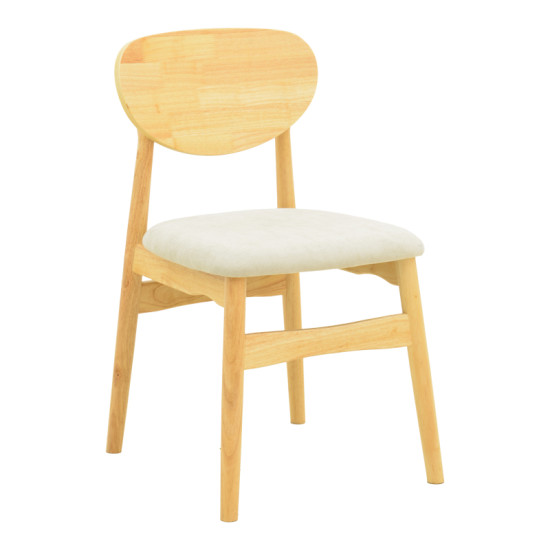 Καρέκλα Cardith rubberwood-plywood σε φυσική απόχρωση-ύφασμα γκρι-μπεζ 48x51x78εκ **