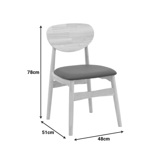 Καρέκλα Cardith rubberwood-plywood σε φυσική απόχρωση-pu μπεζ 48x51x78εκ **