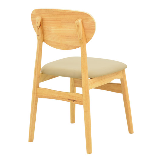 Καρέκλα Cardith rubberwood-plywood σε φυσική απόχρωση-pu μπεζ 48x51x78εκ **