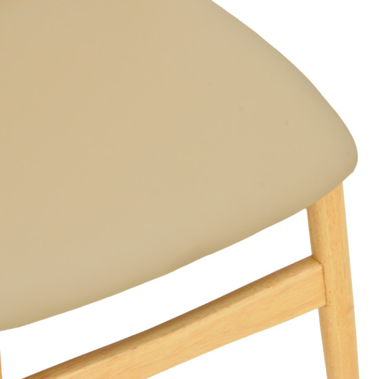 Καρέκλα Cardith rubberwood-plywood σε φυσική απόχρωση-pu μπεζ 48x51x78εκ **