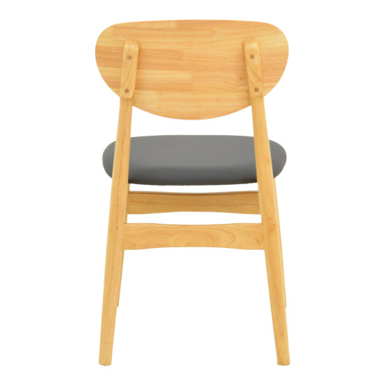 Καρέκλα Cardith rubberwood-plywood σε φυσική απόχρωση-pu μαύρο 48x51x78εκ **