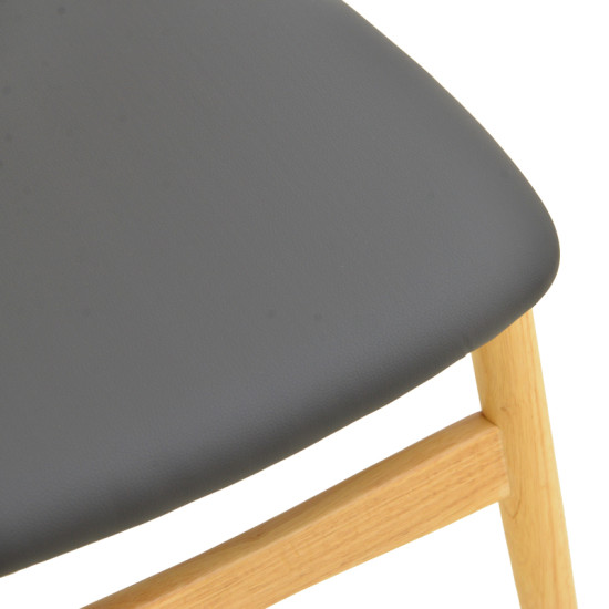 Καρέκλα Cardith rubberwood-plywood σε φυσική απόχρωση-pu μαύρο 48x51x78εκ **