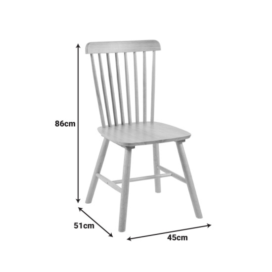 Καρέκλα Bristol rubberwood σε φυσική απόχρωση 45x51x86εκ **