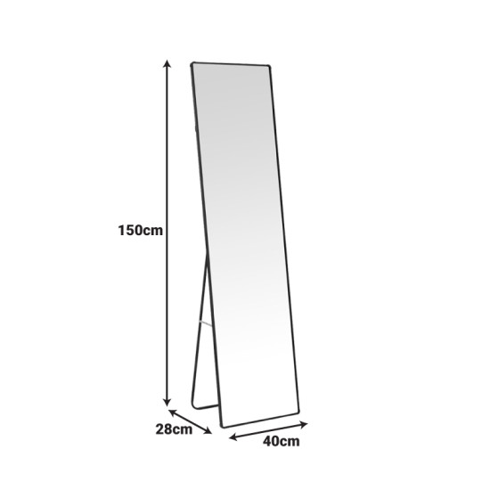 Καθρέπτης Moira αλουμίνιο σε μαύρη απόχρωση 40x28x150εκ **